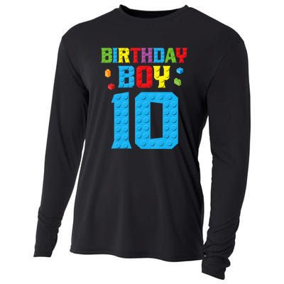 Master Builder 10th Birthday Boy Ten 10 Year Build Cooling Performance Long Sleeve Crew