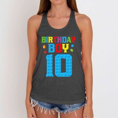 Master Builder 10th Birthday Boy Ten 10 Year Build Women's Knotted Racerback Tank