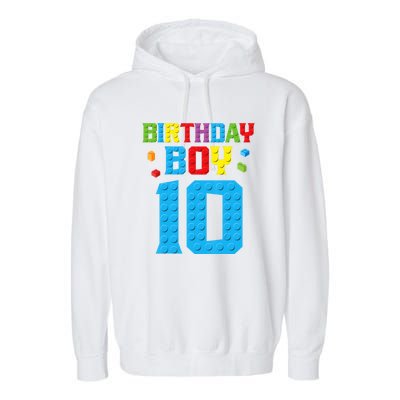 Master Builder 10th Birthday Boy Ten 10 Year Build Garment-Dyed Fleece Hoodie