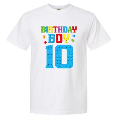 Master Builder 10th Birthday Boy Ten 10 Year Build Garment-Dyed Heavyweight T-Shirt