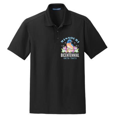 Missouri Bicentennial 200 Anniversary Bluebird Dogwood Dry Zone Grid Polo