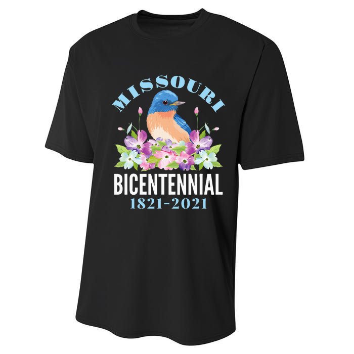 Missouri Bicentennial 200 Anniversary Bluebird Dogwood Performance Sprint T-Shirt