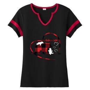 Mama Bear 2 Cubs Red Buffalo Plaid Heart Mother Mom Funny Gift Funny Gift Ladies Halftime Notch Neck Tee