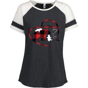 Mama Bear 2 Cubs Red Buffalo Plaid Heart Mother Mom Funny Gift Funny Gift Enza Ladies Jersey Colorblock Tee