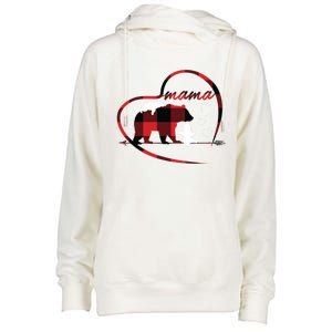 Mama Bear 2 Cubs Red Buffalo Plaid Heart Mother Mom Funny Gift Funny Gift Womens Funnel Neck Pullover Hood