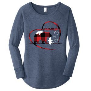 Mama Bear 2 Cubs Red Buffalo Plaid Heart Mother Mom Funny Gift Funny Gift Women's Perfect Tri Tunic Long Sleeve Shirt