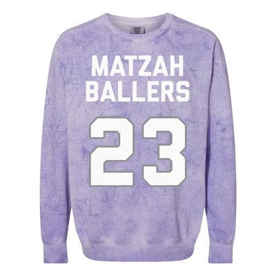 Matzah Baller 23 Funny Jewish Matzo Ball Pun Basketball Team Colorblast Crewneck Sweatshirt