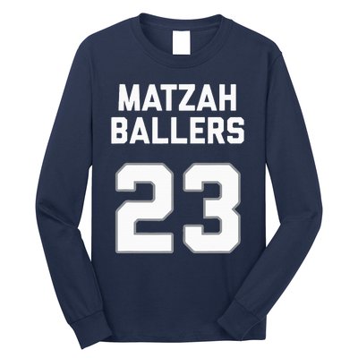 Matzah Baller 23 Funny Jewish Matzo Ball Pun Basketball Team Long Sleeve Shirt