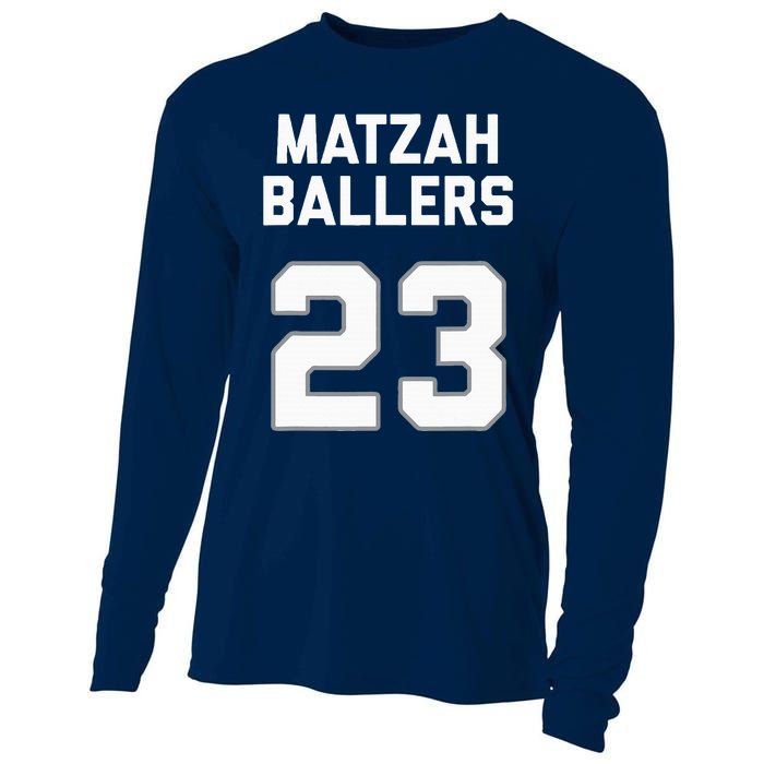 Matzah Baller 23 Funny Jewish Matzo Ball Pun Basketball Team Cooling Performance Long Sleeve Crew