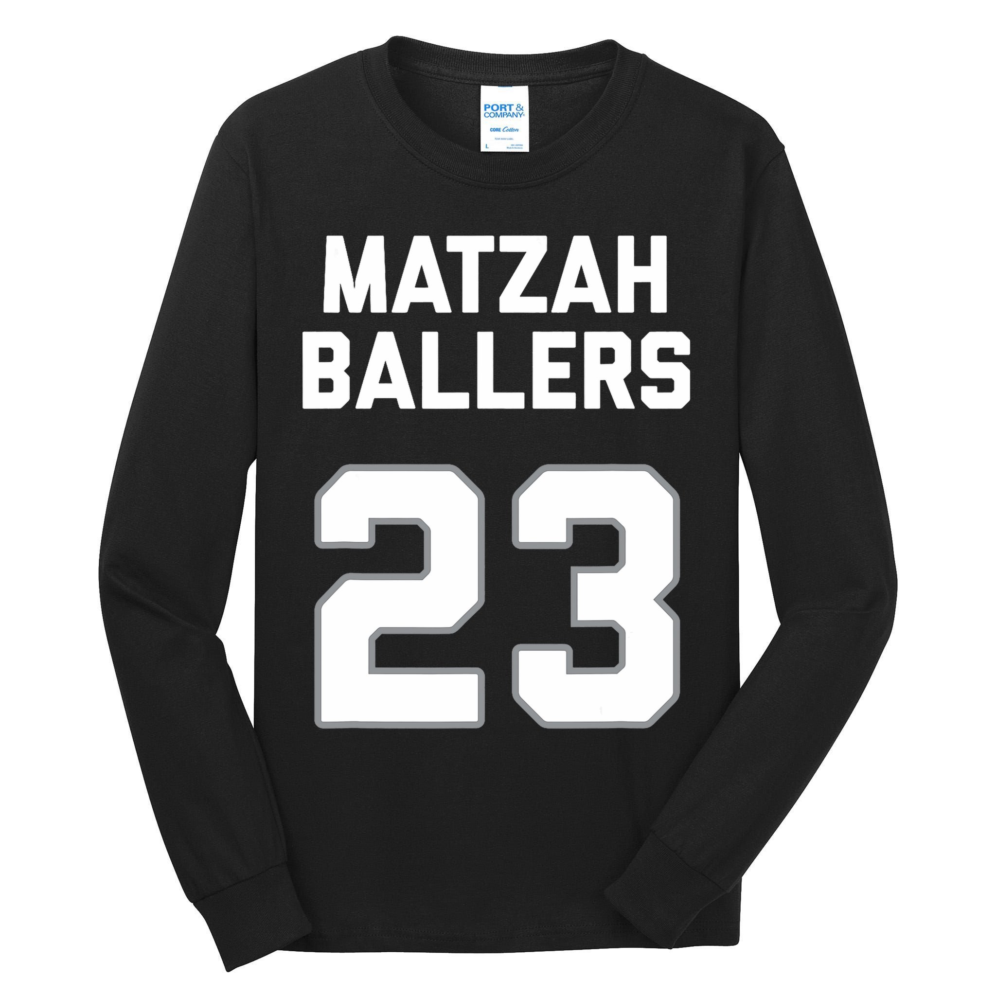 Matzah Baller 23 Funny Jewish Matzo Ball Pun Basketball Team Tall Long Sleeve T-Shirt