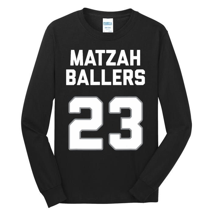 Matzah Baller 23 Funny Jewish Matzo Ball Pun Basketball Team Tall Long Sleeve T-Shirt