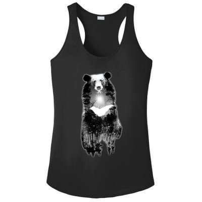 Moon Bear Wilderness Double Exposure Ladies PosiCharge Competitor Racerback Tank