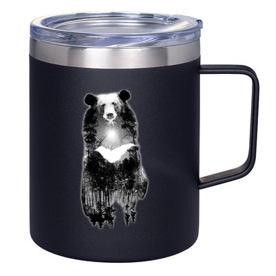 Moon Bear Wilderness Double Exposure 12oz Stainless Steel Coffee Mug