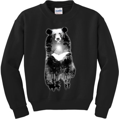 Moon Bear Wilderness Double Exposure Kids Sweatshirt