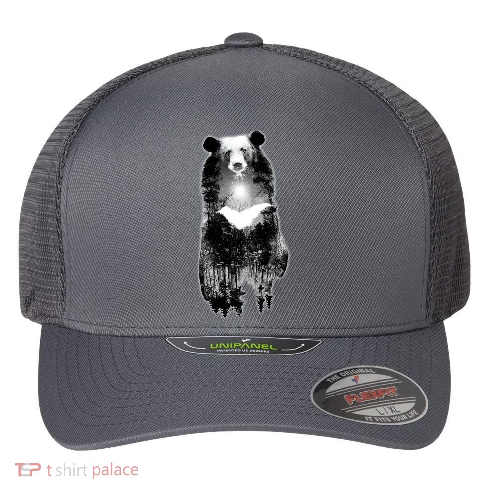 Moon Bear Wilderness Double Exposure Flexfit Unipanel Trucker Cap