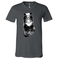 Moon Bear Wilderness Double Exposure V-Neck T-Shirt
