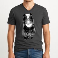 Moon Bear Wilderness Double Exposure V-Neck T-Shirt