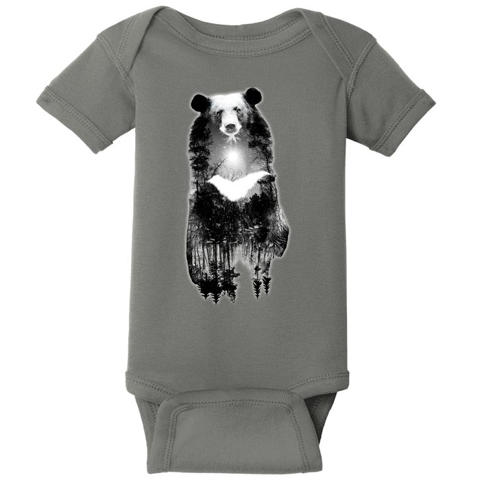 Moon Bear Wilderness Double Exposure Baby Bodysuit