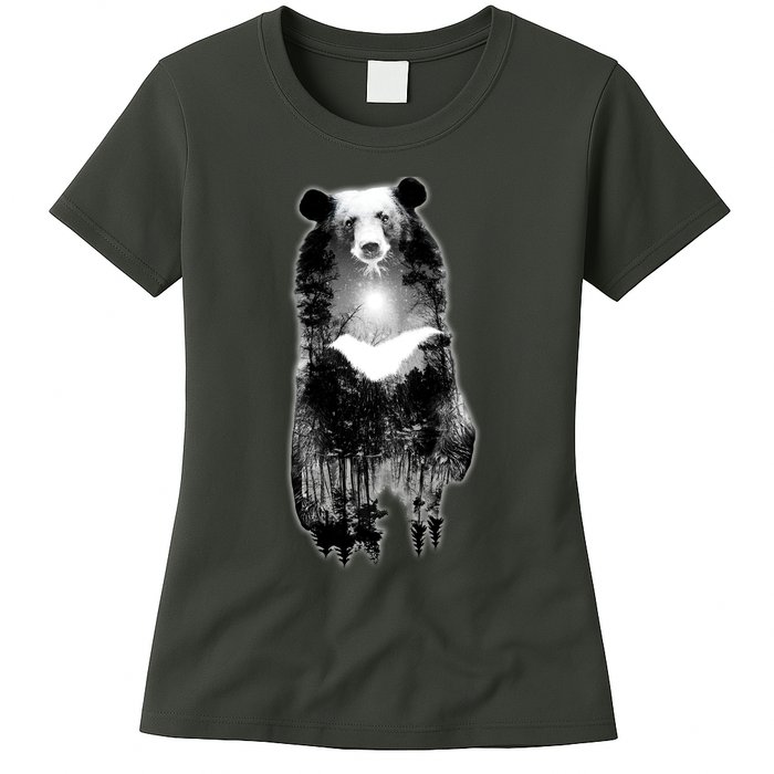 Moon Bear Wilderness Double Exposure Womens T-Shirt