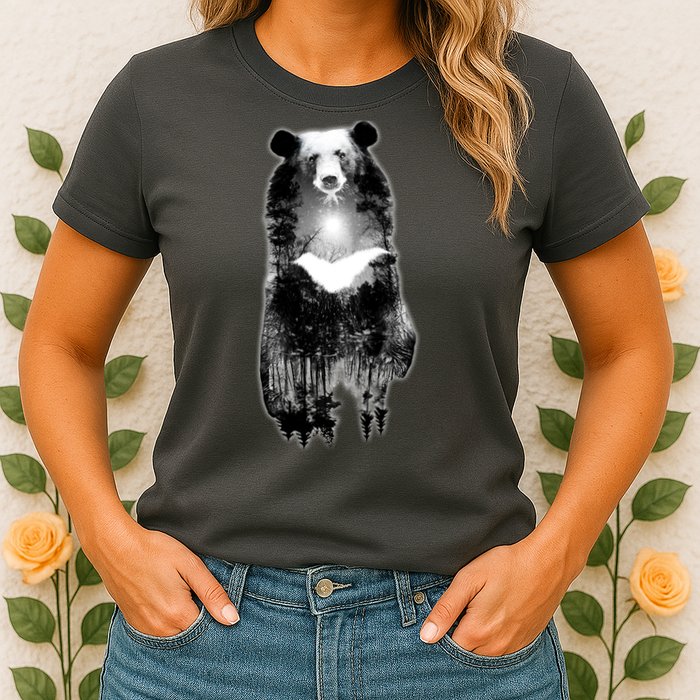 Moon Bear Wilderness Double Exposure Womens T-Shirt