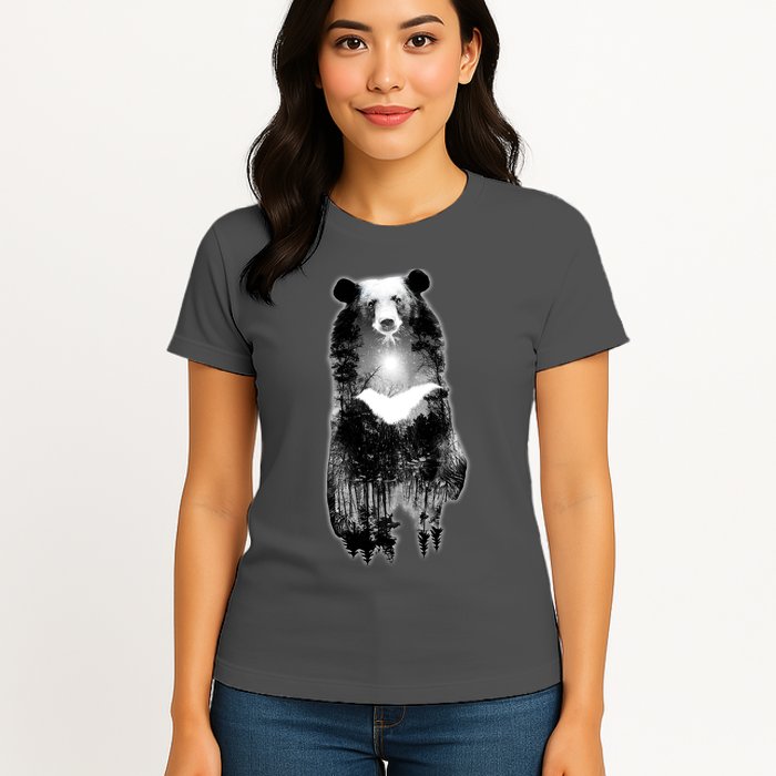 Moon Bear Wilderness Double Exposure Womens T-Shirt