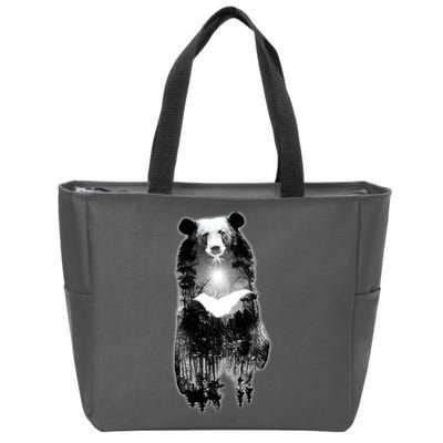 Moon Bear Wilderness Double Exposure Zip Tote Bag