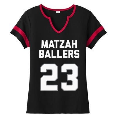 Matzah Baller 23 Jewish Matzo Ball Pun Basketball Team Ladies Halftime Notch Neck Tee