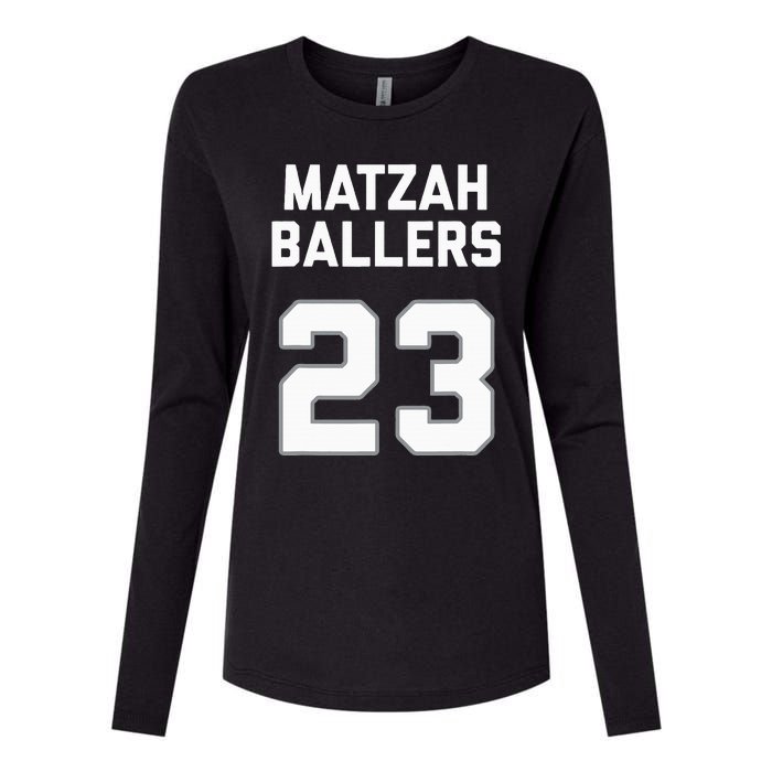 Matzah Baller 23 Jewish Matzo Ball Pun Basketball Team Womens Cotton Relaxed Long Sleeve T-Shirt