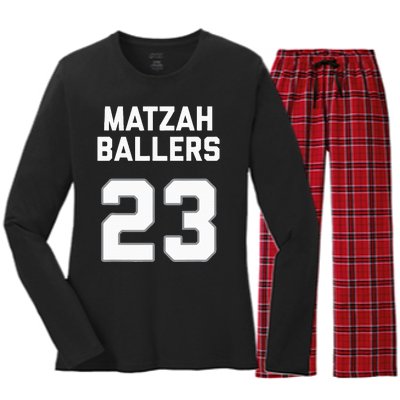 Matzah Baller 23 Jewish Matzo Ball Pun Basketball Team Women's Long Sleeve Flannel Pajama Set 