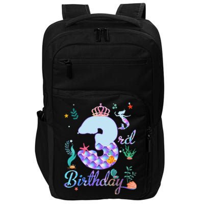 Mermaid Birthday 3 Years Old 3rd Birthday Gifts Ns Impact Tech Backpack