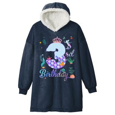 Mermaid Birthday 3 Years Old 3rd Birthday Gifts Ns Hooded Wearable Blanket