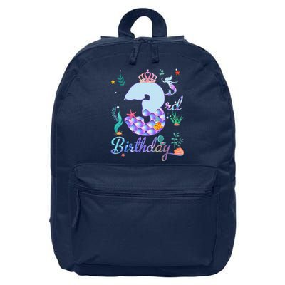 Mermaid Birthday 3 Years Old 3rd Birthday Gifts Ns 16 in Basic Backpack