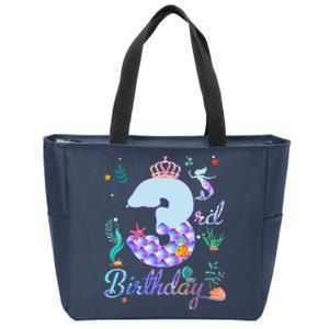 Mermaid Birthday 3 Years Old 3rd Birthday Gifts Ns Zip Tote Bag