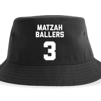 Matzah Baller 3 Funny Jewish Matzo Ball Pun Basketball Team Sustainable Bucket Hat