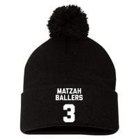 Matzah Baller 3 Funny Jewish Matzo Ball Pun Basketball Team Pom Pom 12in Knit Beanie