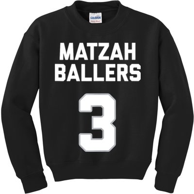Matzah Baller 3 Funny Jewish Matzo Ball Pun Basketball Team Kids Sweatshirt