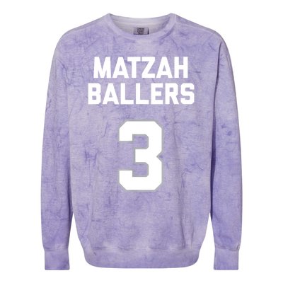 Matzah Baller 3 Funny Jewish Matzo Ball Pun Basketball Team Colorblast Crewneck Sweatshirt