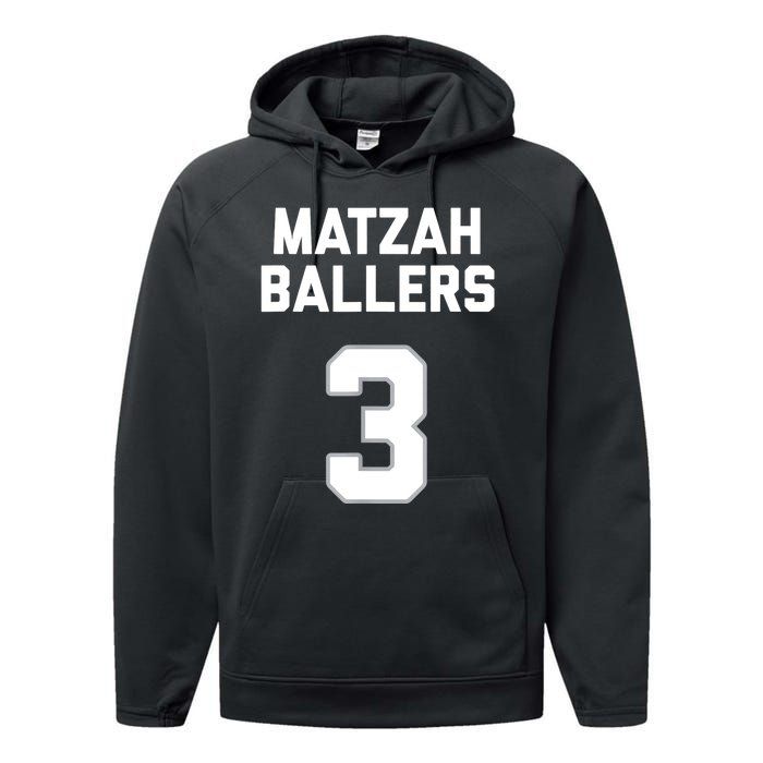 Matzah Baller 3 Funny Jewish Matzo Ball Pun Basketball Team Performance Fleece Hoodie