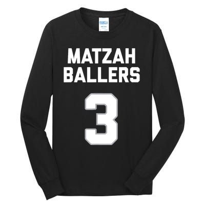 Matzah Baller 3 Funny Jewish Matzo Ball Pun Basketball Team Tall Long Sleeve T-Shirt