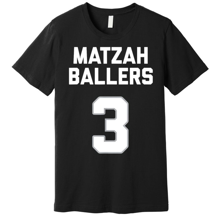 Matzah Baller 3 Funny Jewish Matzo Ball Pun Basketball Team Premium T-Shirt