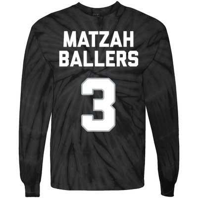 Matzah Baller 3 Funny Jewish Matzo Ball Pun Basketball Team Tie-Dye Long Sleeve Shirt