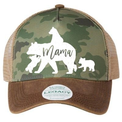 Mama Bear 3 Baby Bear Cubs Following Riding On Back TShirt TShirt Legacy Tie Dye Trucker Hat