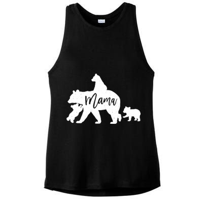 Mama Bear 3 Baby Bear Cubs Following Riding On Back TShirt TShirt Ladies PosiCharge Tri-Blend Wicking Tank
