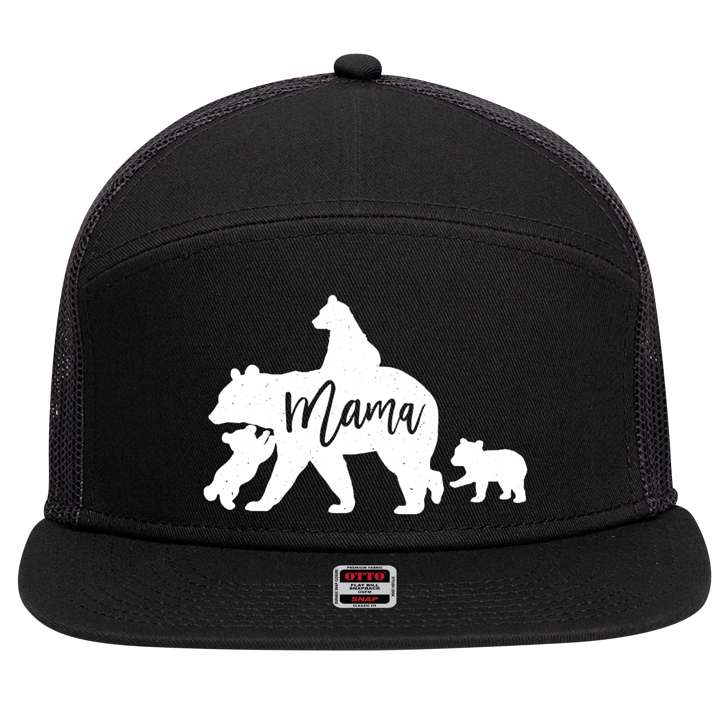 Mama Bear 3 Baby Bear Cubs Following Riding On Back TShirt TShirt 7 Panel Mesh Trucker Snapback Hat