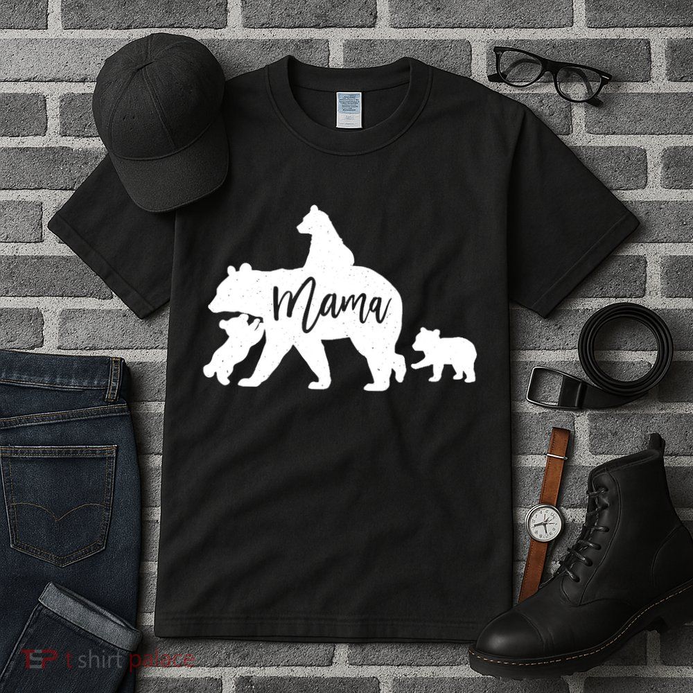 Mama Bear 3 Baby Bear Cubs Following Riding On Back TShirt TShirt Tall T-Shirt