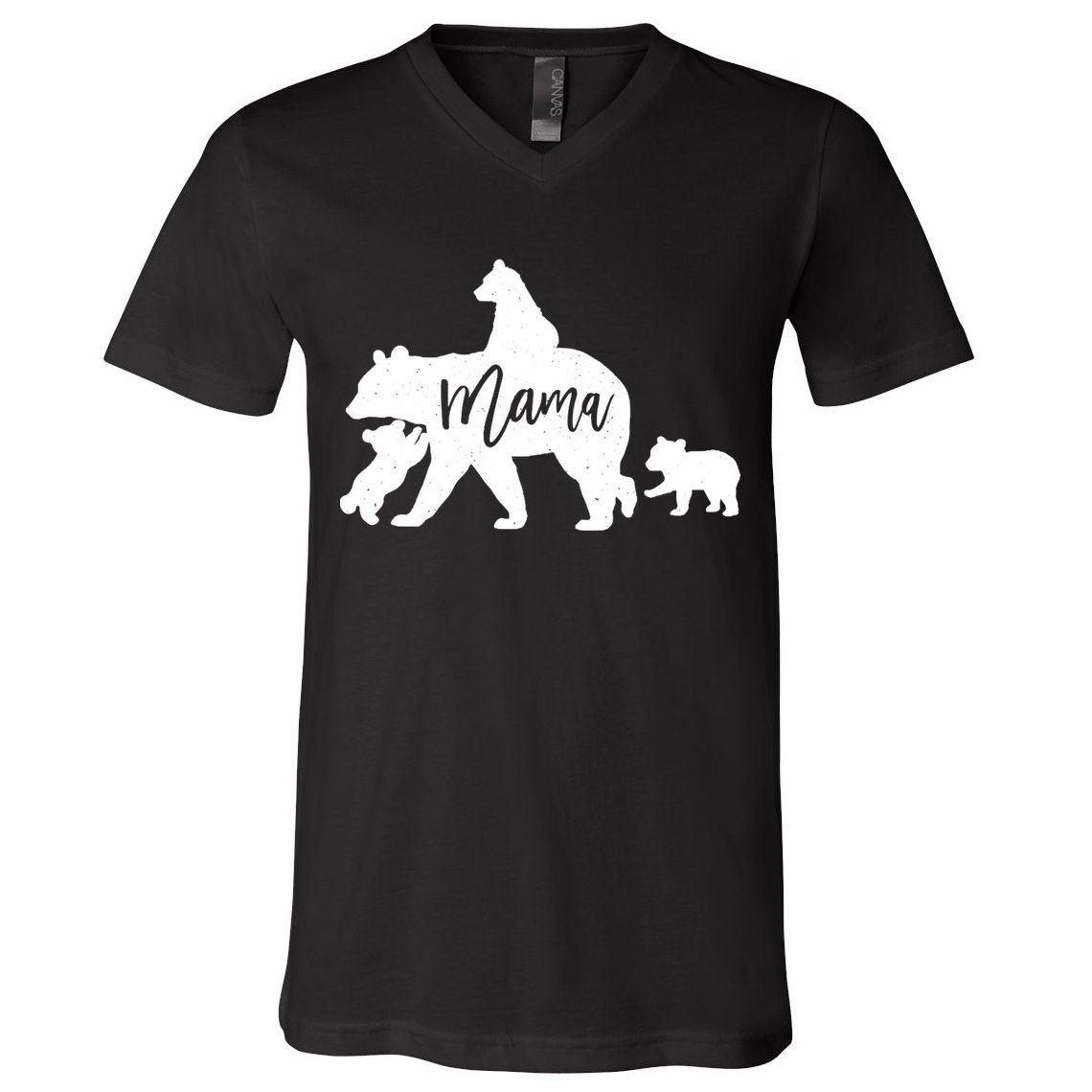 Mama Bear 3 Baby Bear Cubs Following Riding On Back TShirt TShirt V-Neck T-Shirt