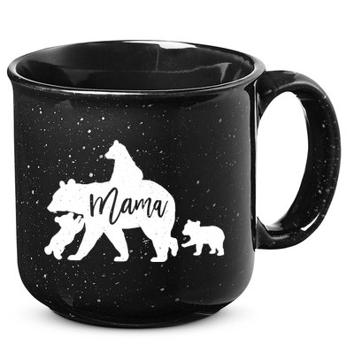 Mama Bear 3 Baby Bear Cubs Following Riding On Back TShirt TShirt 15oz Campfire Ceramic Mug