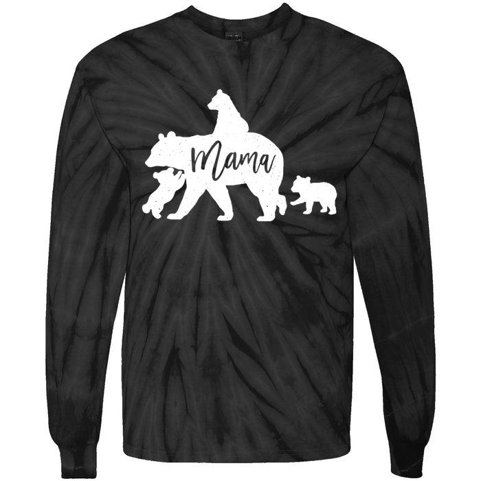 Mama Bear 3 Baby Bear Cubs Following Riding On Back TShirt TShirt Tie-Dye Long Sleeve Shirt