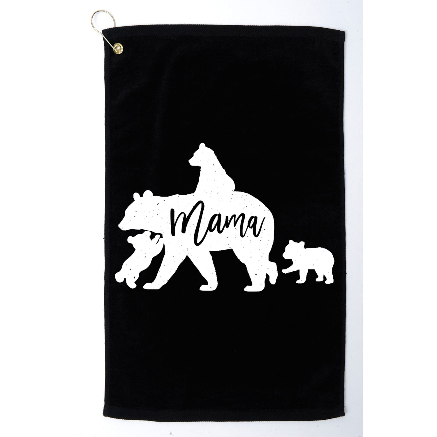 Mama Bear 3 Baby Bear Cubs Following Riding On Back TShirt TShirt Golf Towel