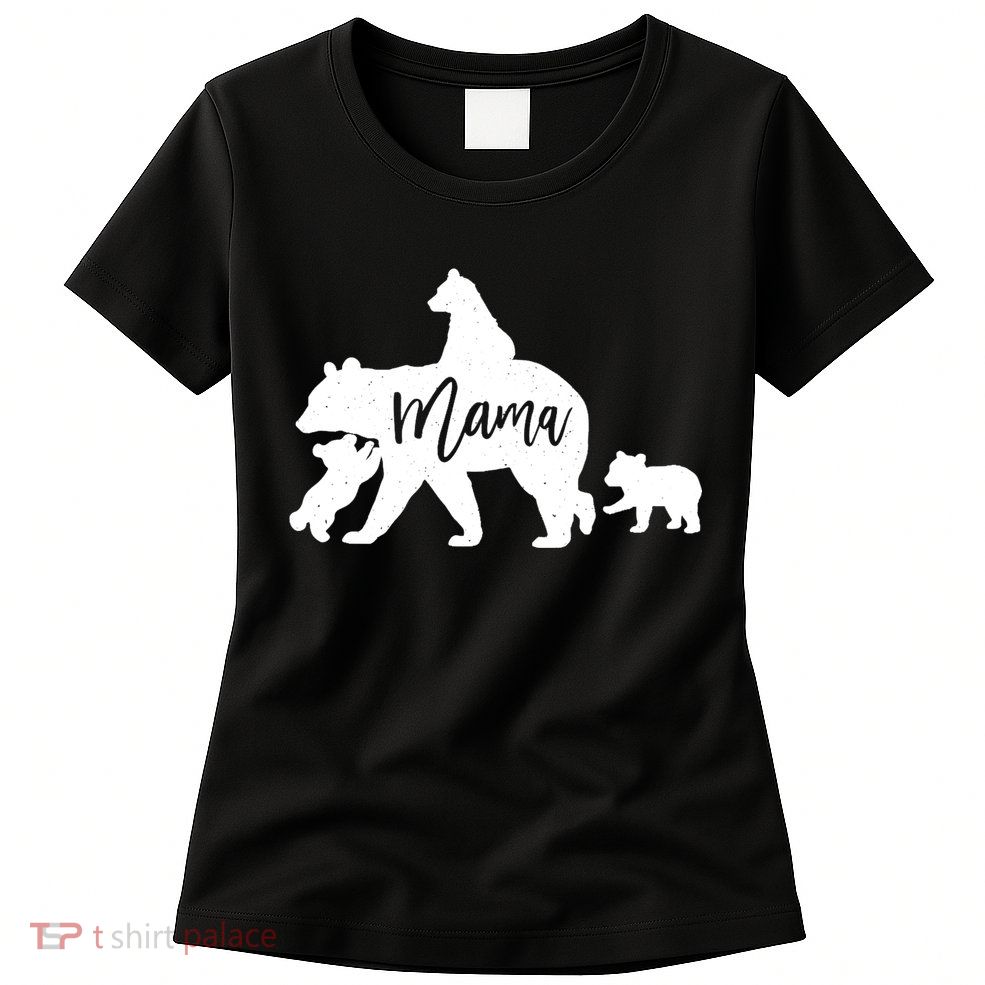 Mama Bear 3 Baby Bear Cubs Following Riding On Back TShirt TShirt Womens T-Shirt